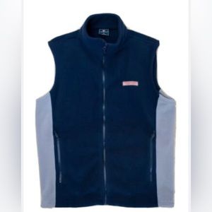 Men’s Large Vineyard Vines Navy Polyester Full Zip Vest